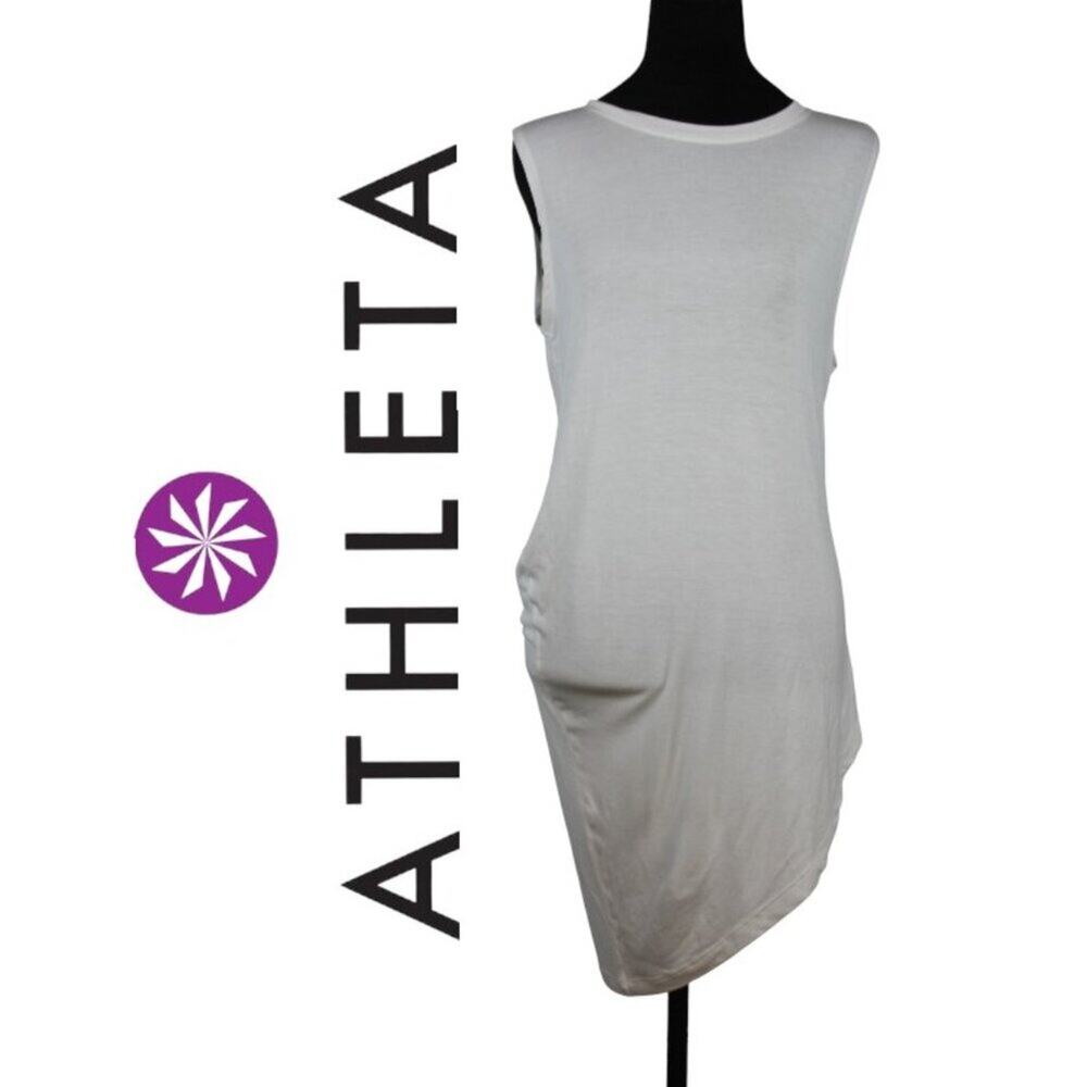 Athleta White Sleeveless Dress with Asymmetrical Hemline Size Medium